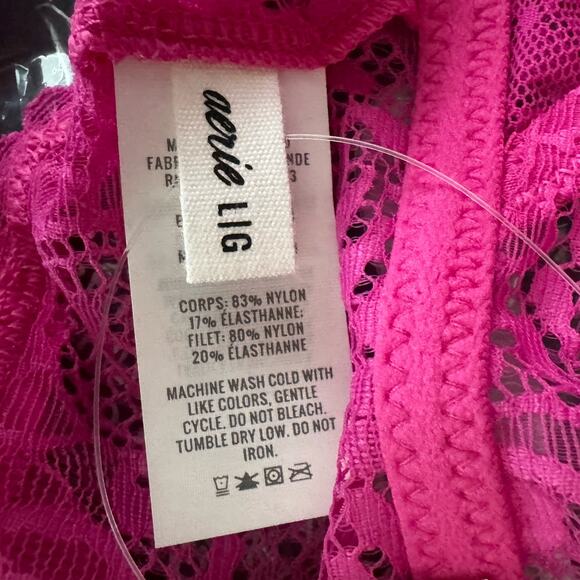 Aerie Paisley Lace Longline Bralette - Pink Cosmic NWT Size Large - Picture 8 of 8